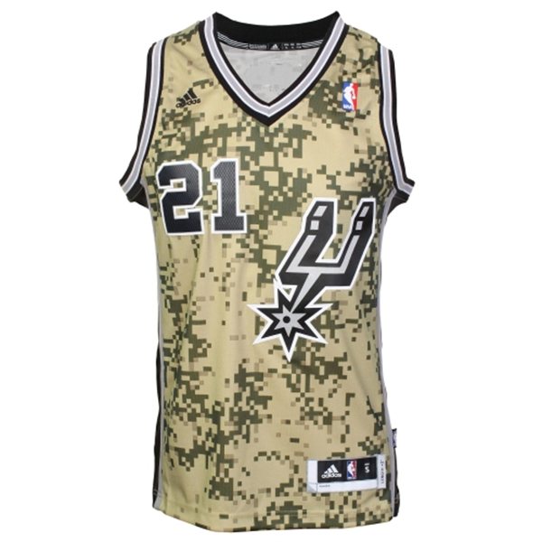 Men's  Tim Duncan Spurs #21 Camo Jersey